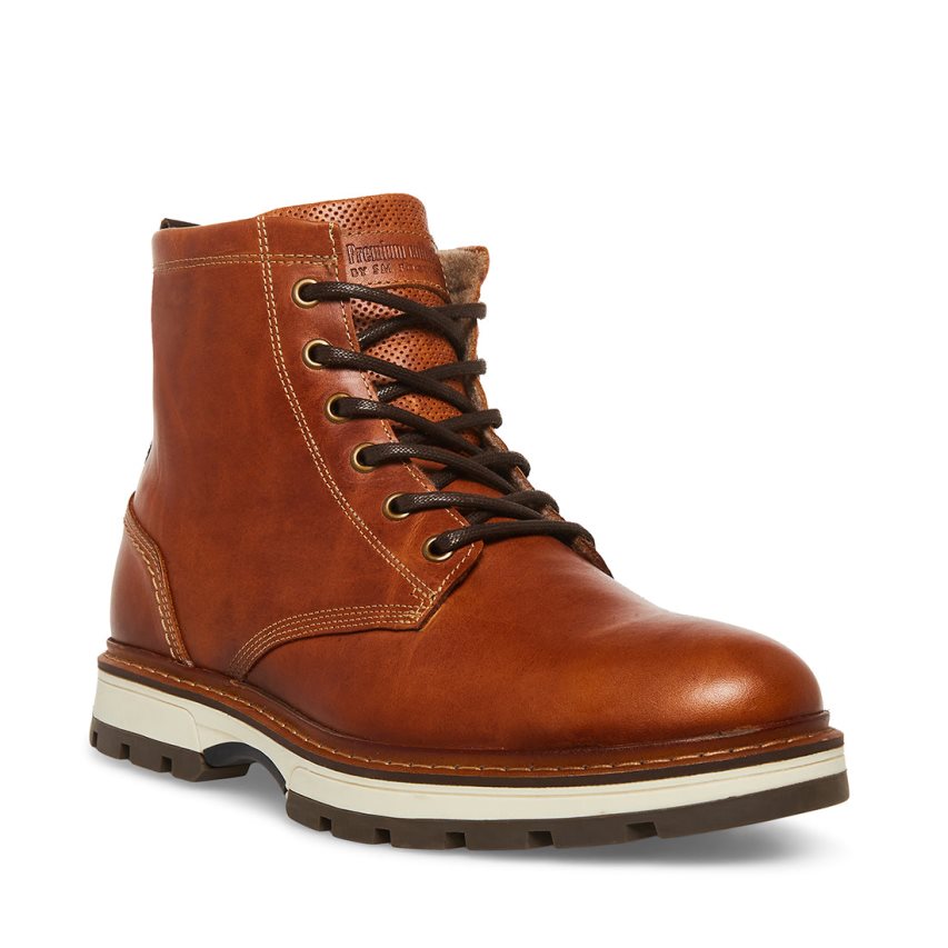 Botines Steve Madden Lucius Cuero Hombre Marrones | ES NB0261